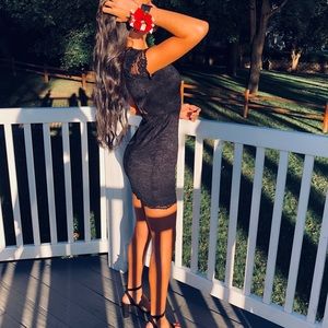 Black lace mini dress